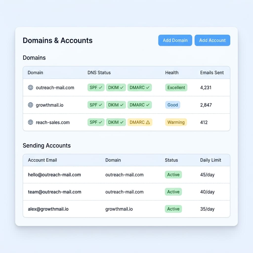 Domains and accounts, fully under control